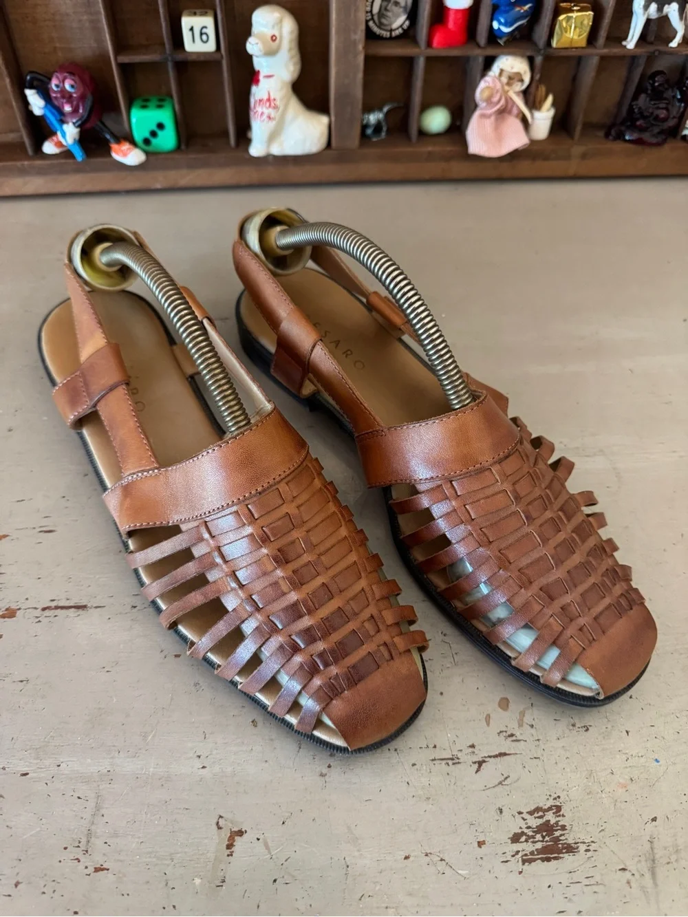 Vintage Leather Woven Loafers Flats Sandals Elastic Slingback Womens 9 - Picture 1 of 8